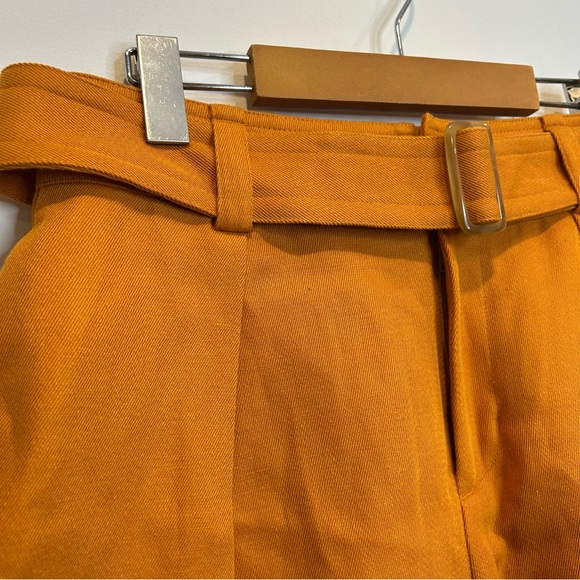 VINCE Belted Twill Linen-blend Short In Burnt Orange - Picture 8 of 12